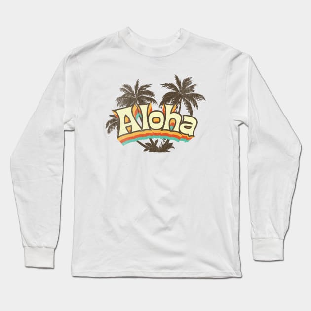 Aloha Palm Trees Long Sleeve T-Shirt by Wright Art